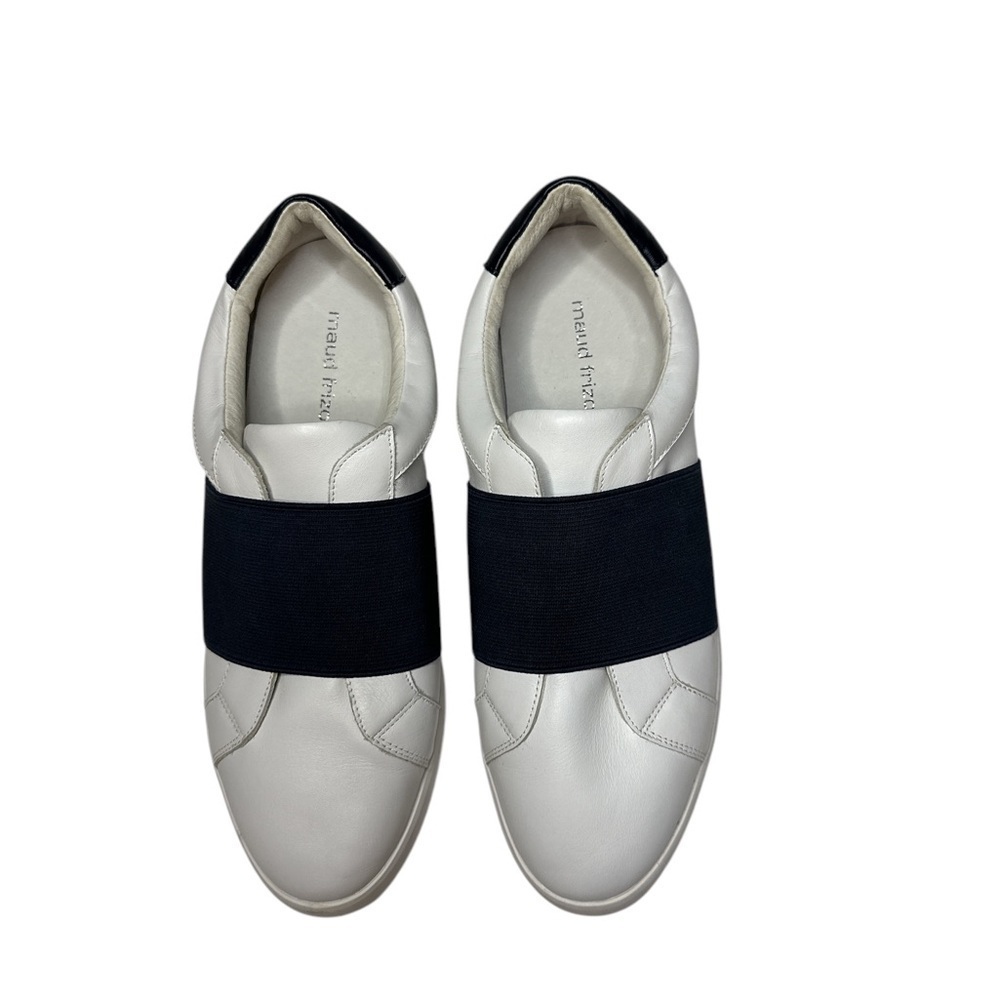 Maud Frizon Women’s Sneakers Shoes White Leather Navy Strap Size EU39/ US 9
